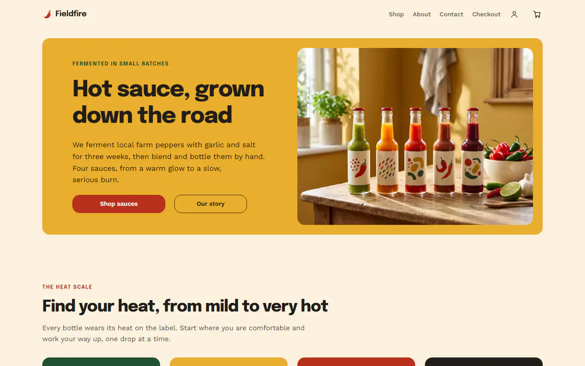 Hot sauce store template, on a computer