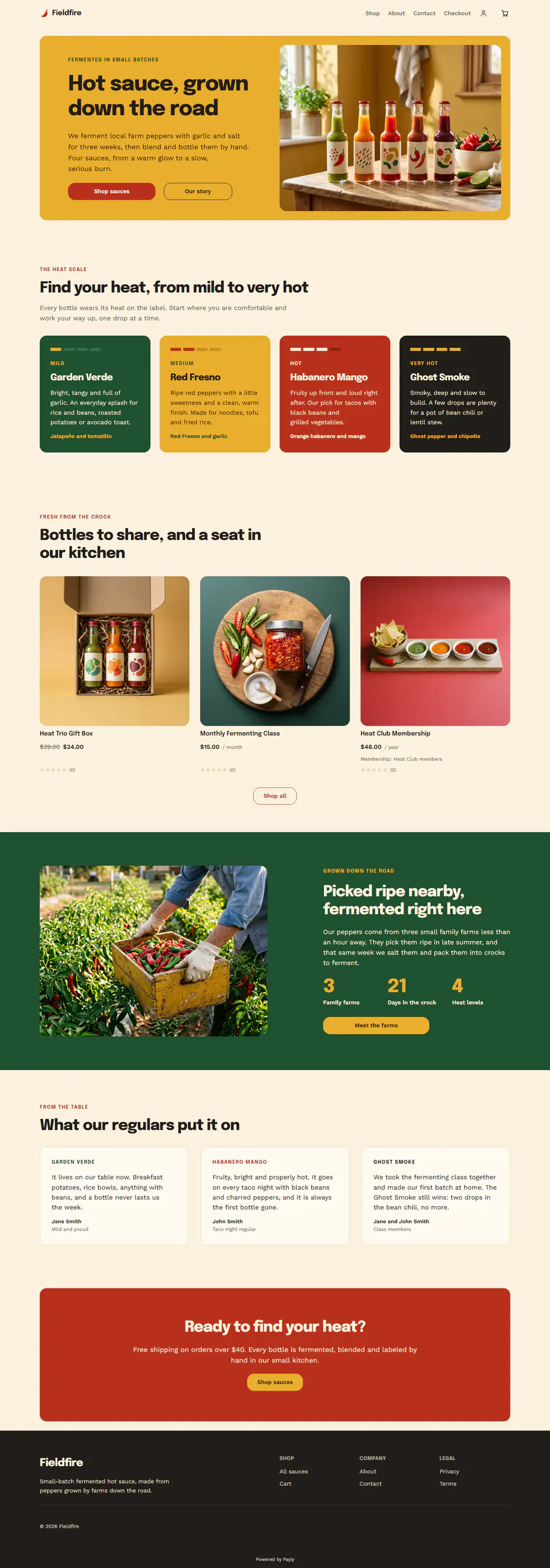 Hot sauce store template, the whole home page