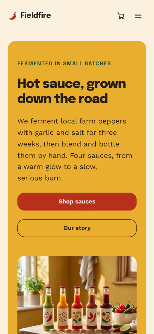 Hot sauce store template, on a phone