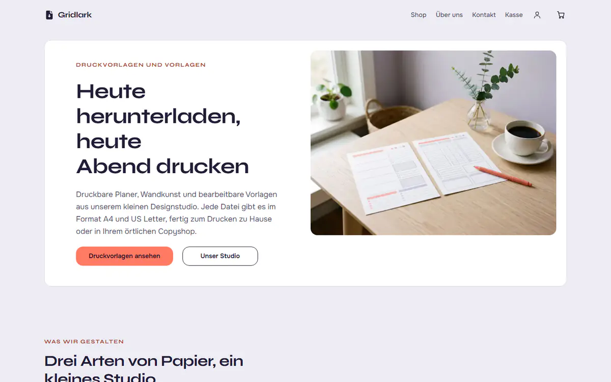 Shop-Vorlage für Druckdateien auf einem Computer