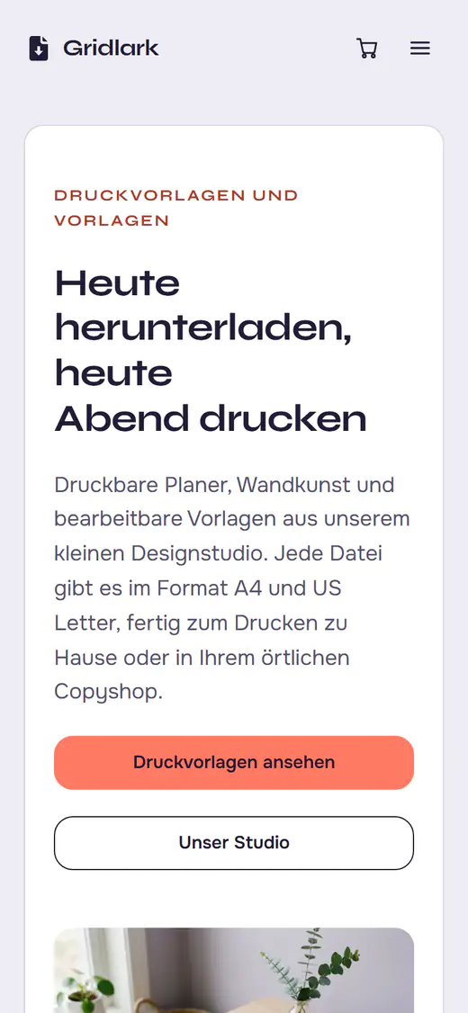 Shop-Vorlage für Druckdateien auf einem Smartphone