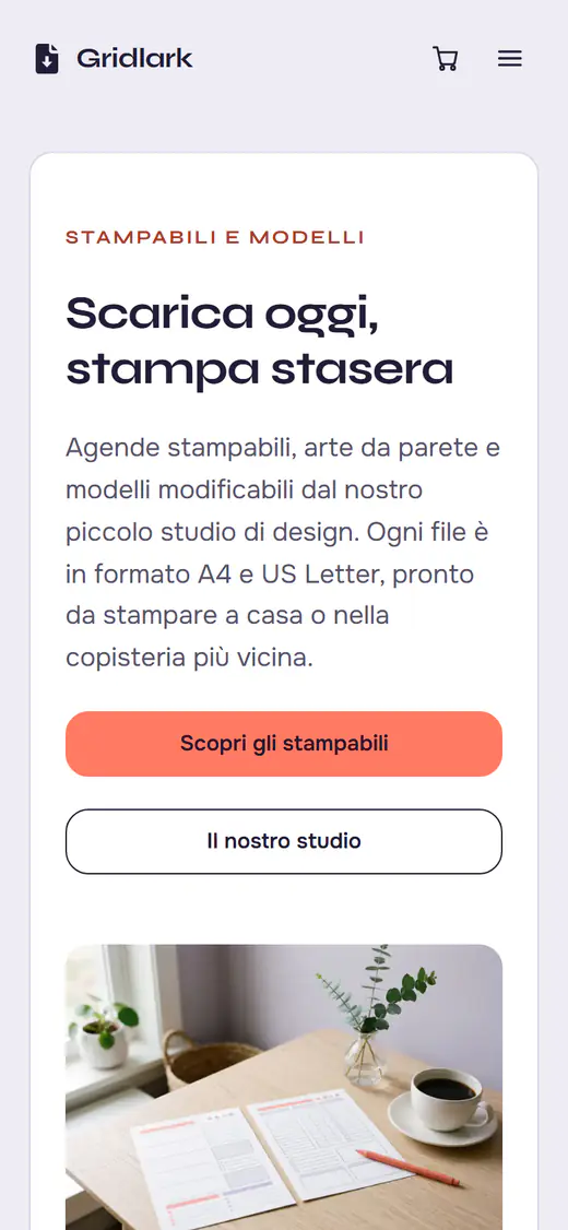 Modello di negozio di stampabili, su smartphone