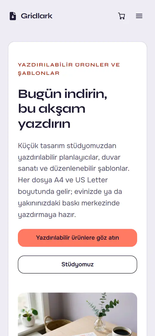 Yazdırılabilir dosya mağazası şablonu, telefonda