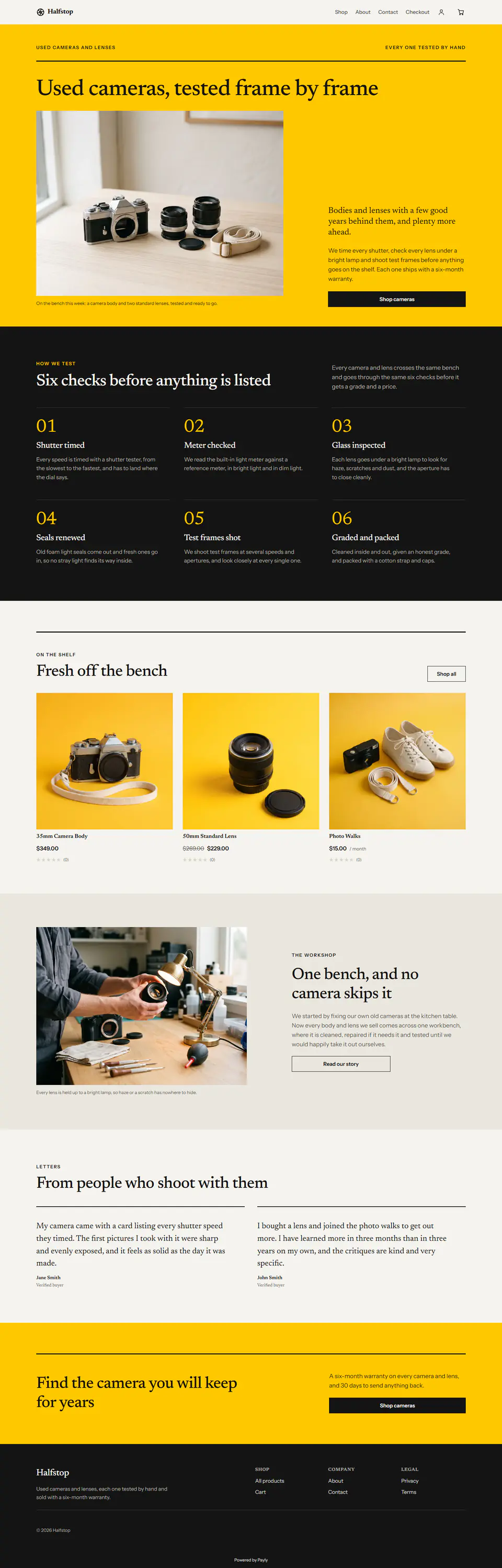 Camera store template, the whole home page