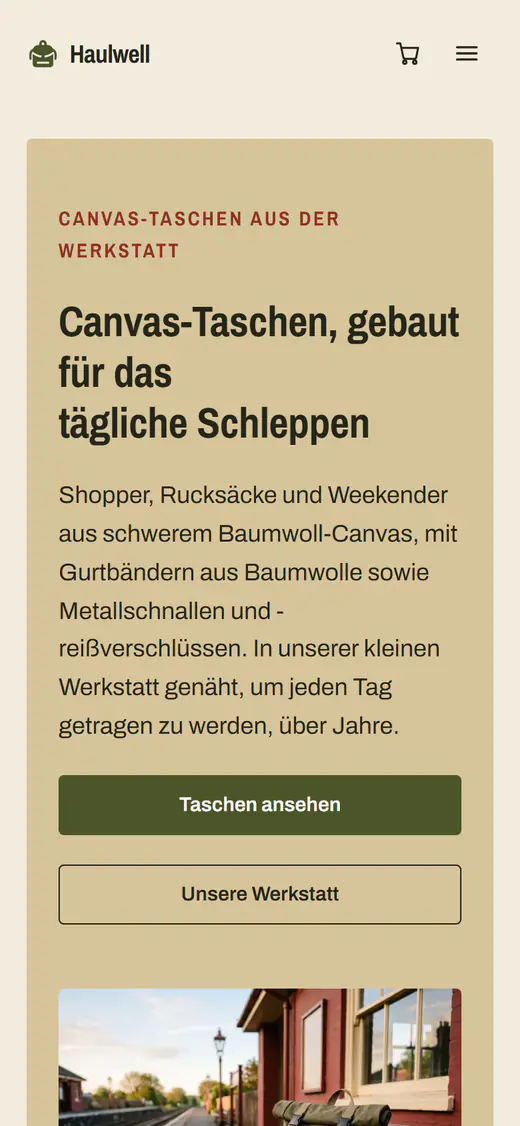 Shop-Vorlage für Taschen auf einem Smartphone