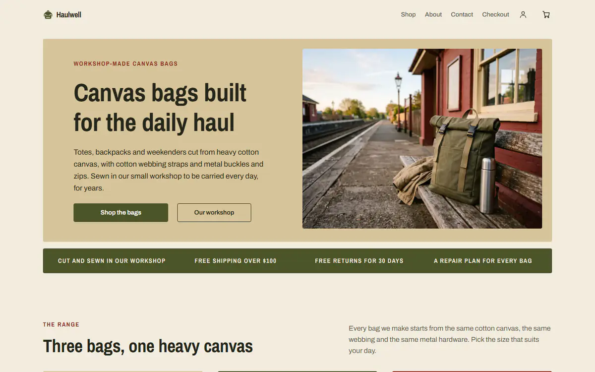 Bag store template, on a computer