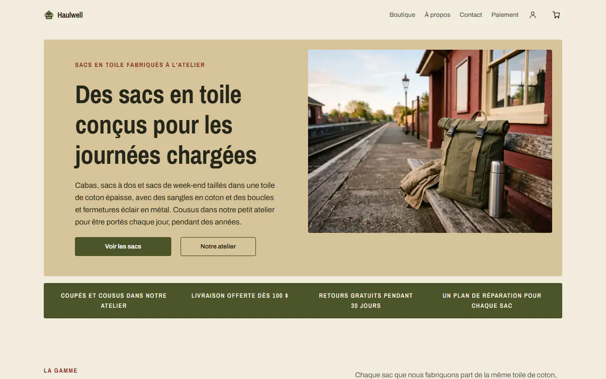 Modèle de boutique de sacs, sur ordinateur