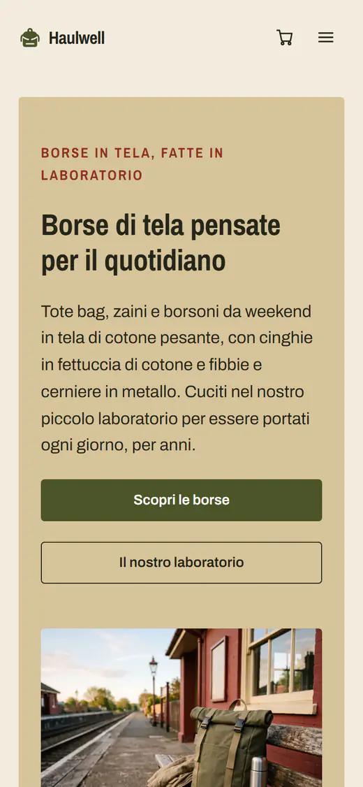 Modello di negozio di borse, su smartphone