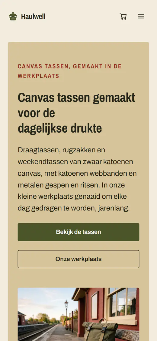 Sjabloon voor een tassenwinkel, op een telefoon