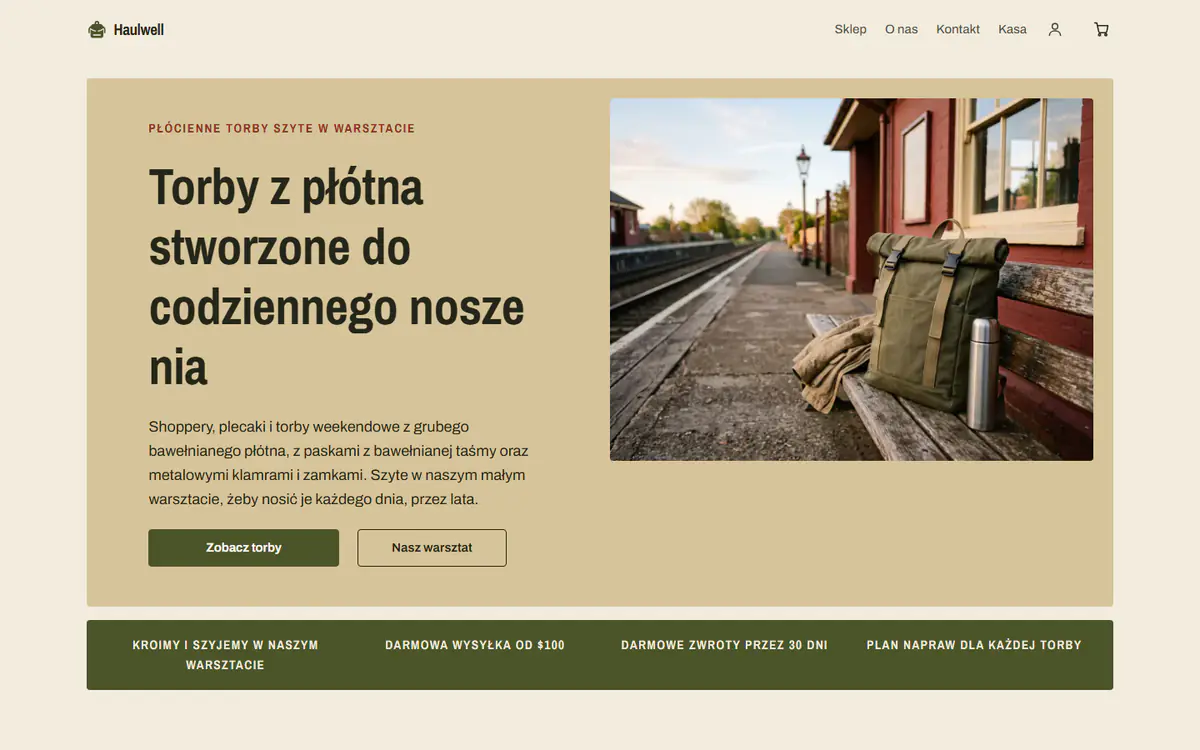 Szablon sklepu z torbami na komputerze