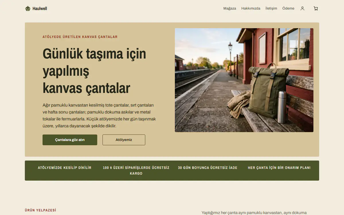 Çanta mağazası şablonu, bilgisayarda