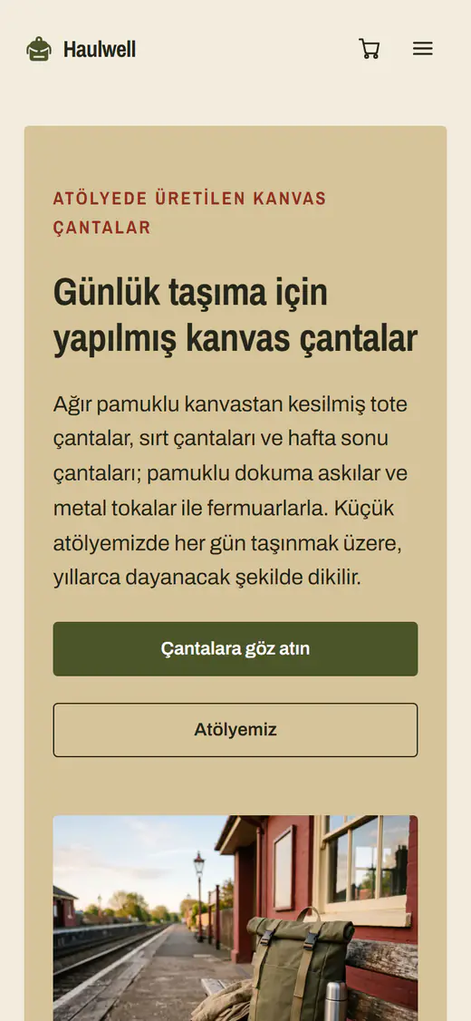 Çanta mağazası şablonu, telefonda
