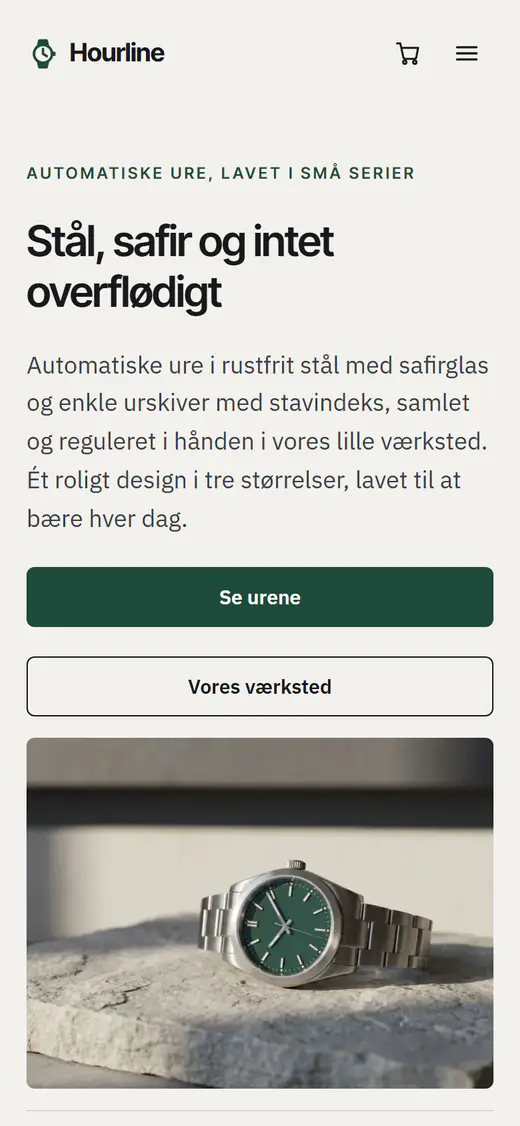 Skabelon til urbutik, på en telefon