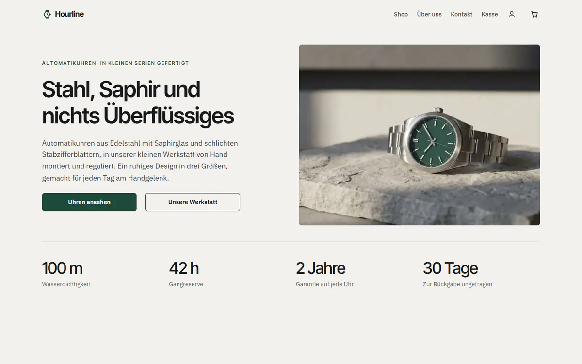 Shop-Vorlage für Uhren auf einem Computer