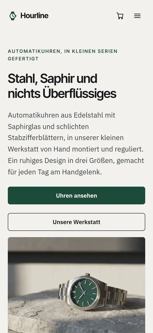 Shop-Vorlage für Uhren auf einem Smartphone