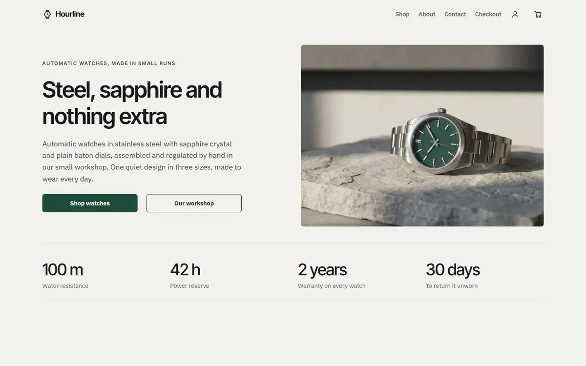 Watch store template, on a computer