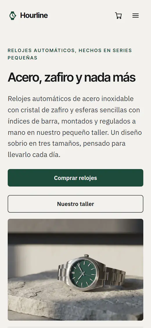 Plantilla de tienda de relojes, en el móvil