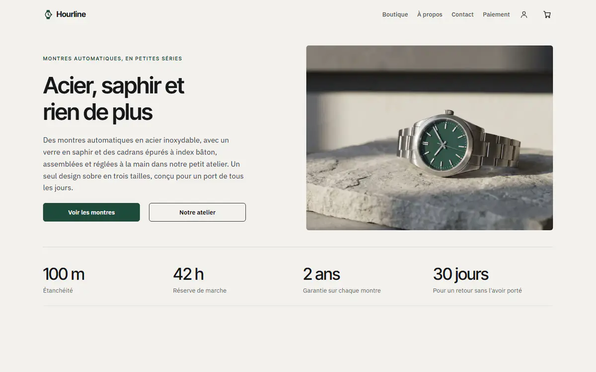 Modèle de boutique de montres, sur ordinateur