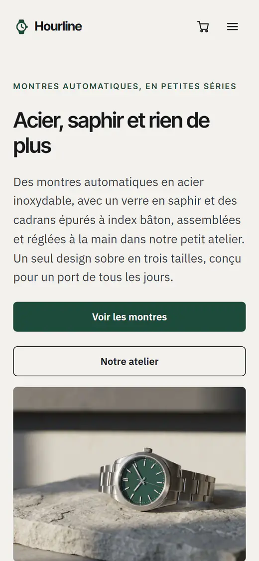 Modèle de boutique de montres, sur téléphone