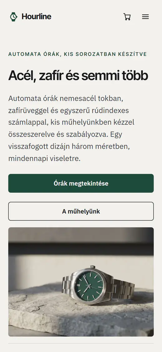 Órabolt webáruház-sablon telefonon