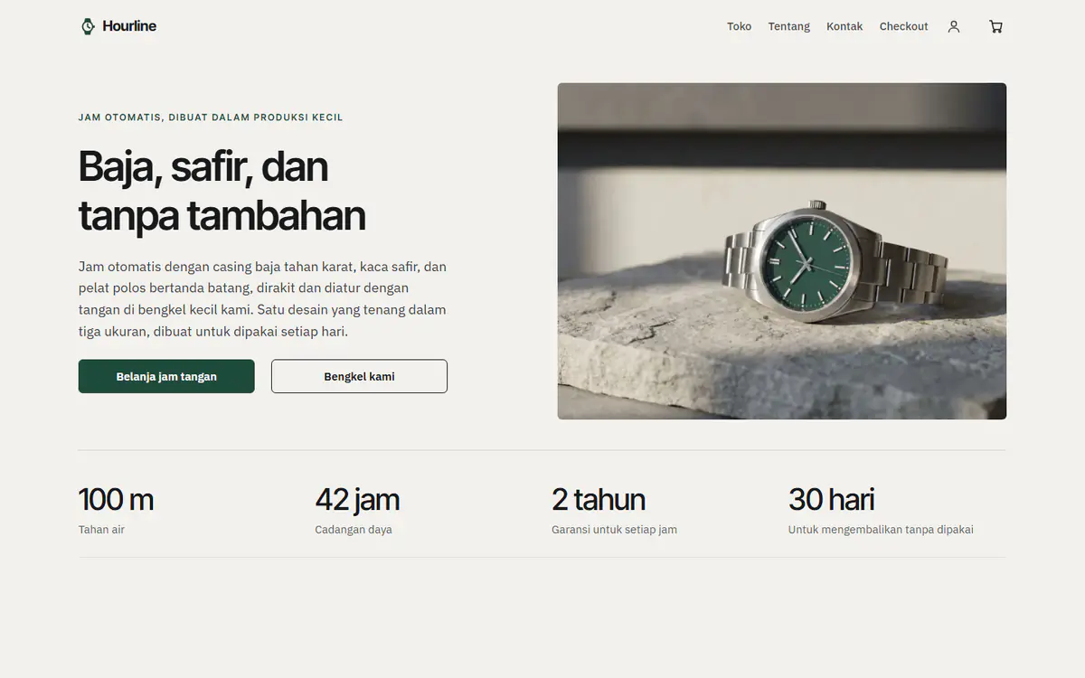 Templat toko jam tangan, di komputer