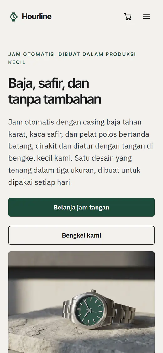 Templat toko jam tangan, di ponsel
