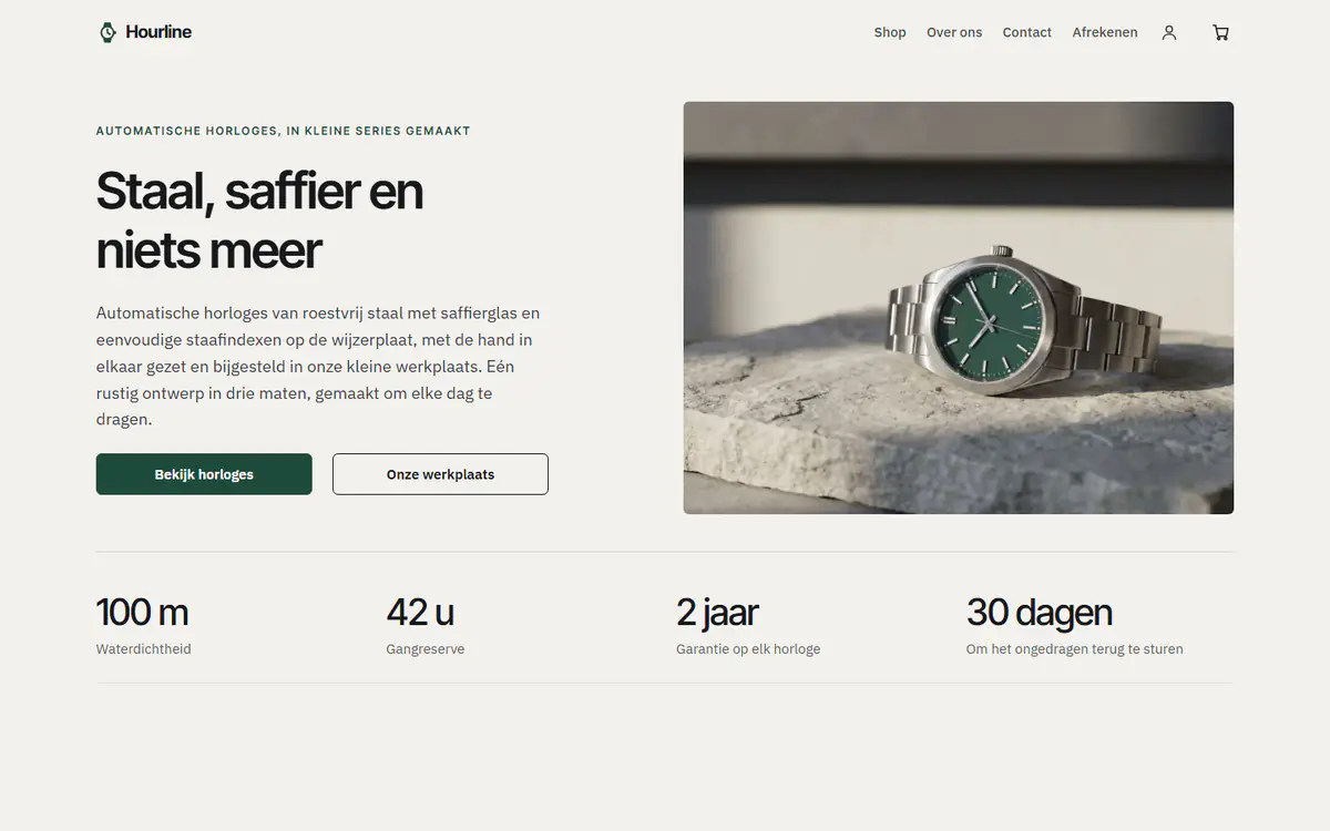 Sjabloon voor een horlogewinkel, op een computer