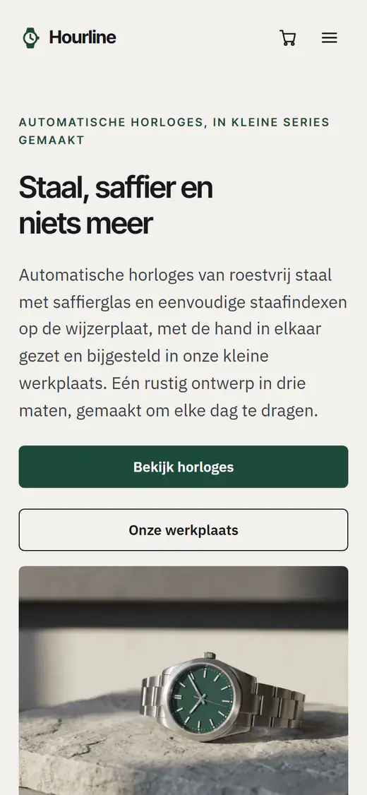 Sjabloon voor een horlogewinkel, op een telefoon