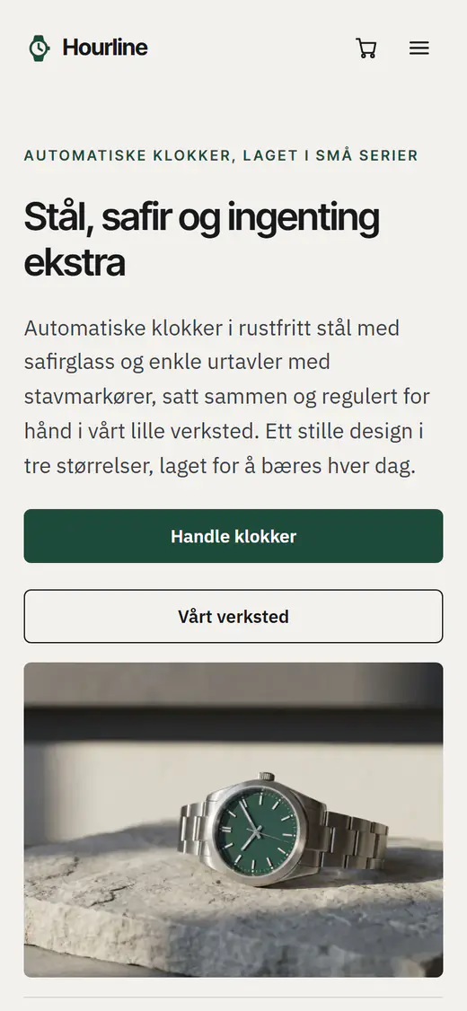 Mal for klokkebutikk, på telefon
