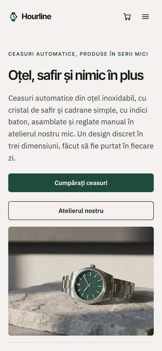 Șablon pentru magazin de ceasuri, pe telefon