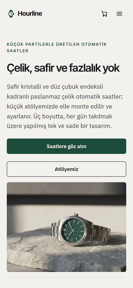 Saat mağazası şablonu, telefonda