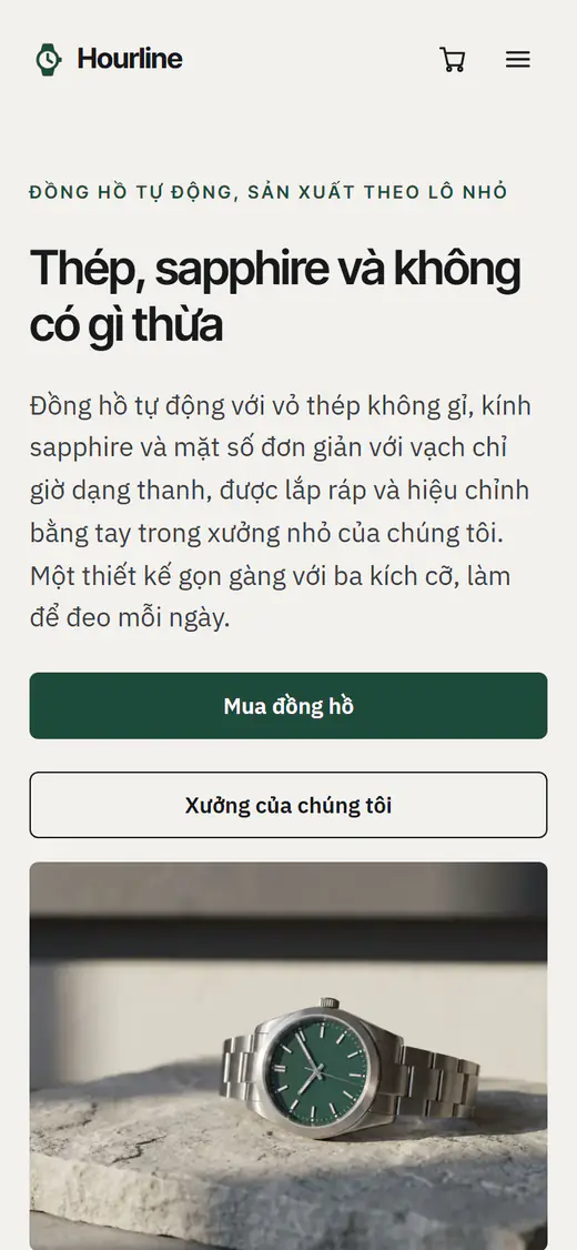 Mẫu cửa hàng đồng hồ, trên điện thoại