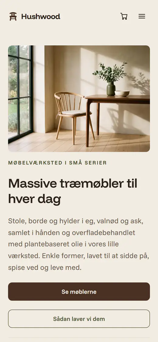 Skabelon til møbelbutik, på en telefon