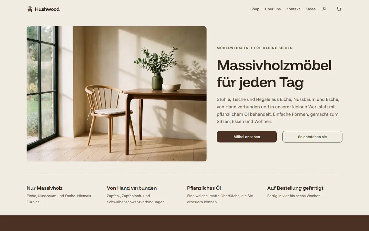 Shop-Vorlage für Möbel auf einem Computer