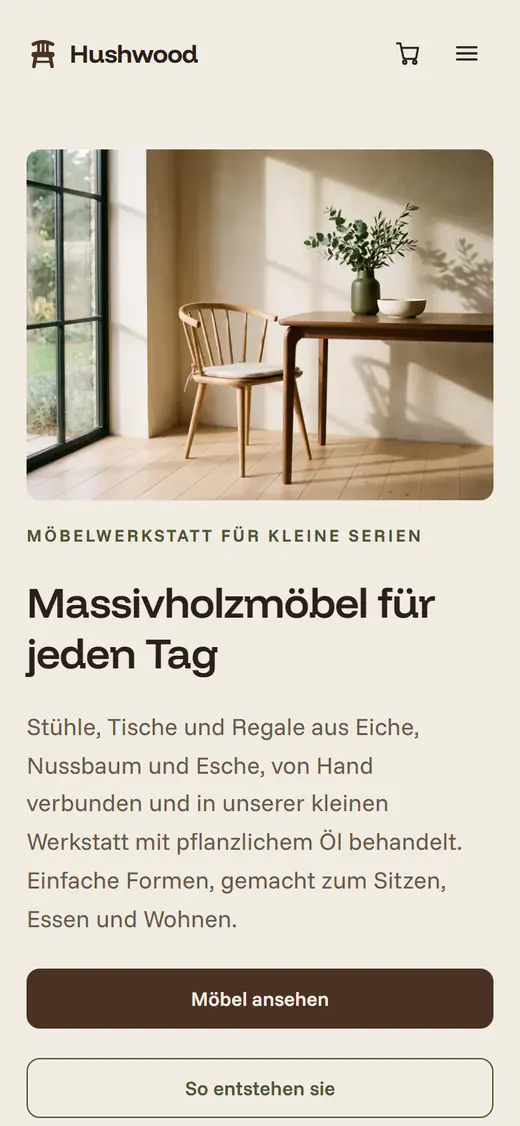 Shop-Vorlage für Möbel auf einem Smartphone