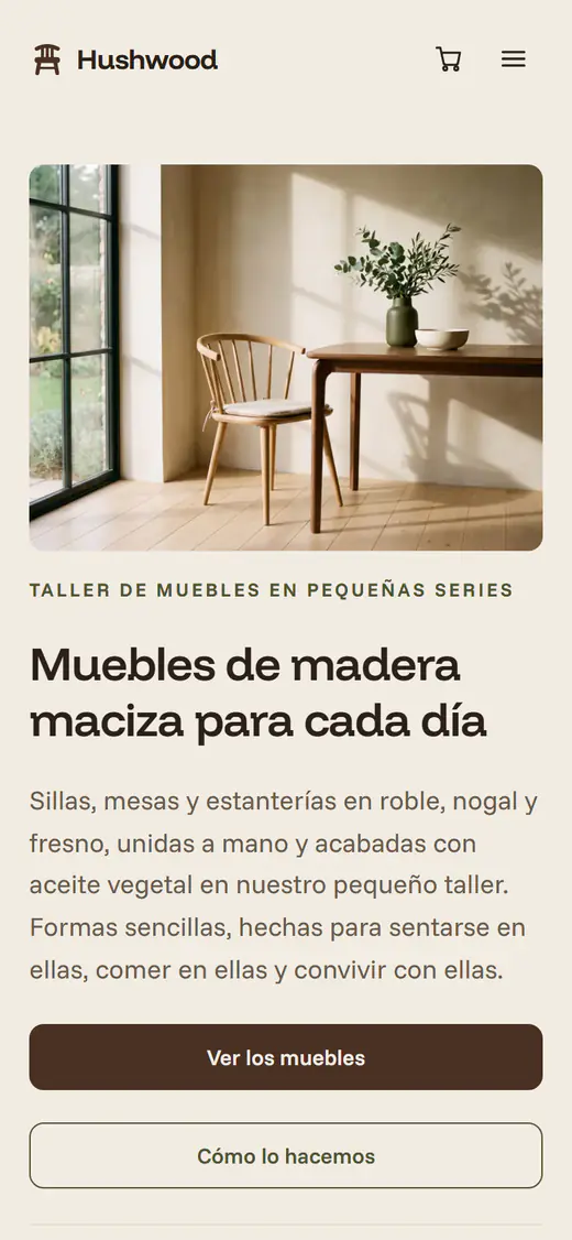 Plantilla de tienda de muebles, en el móvil