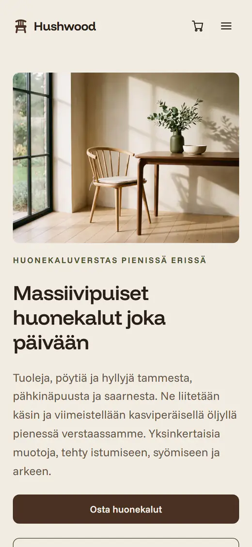 Huonekalukaupan malli, puhelimella
