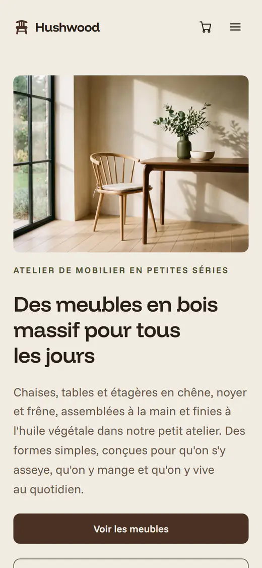 Modèle de boutique de meubles, sur téléphone