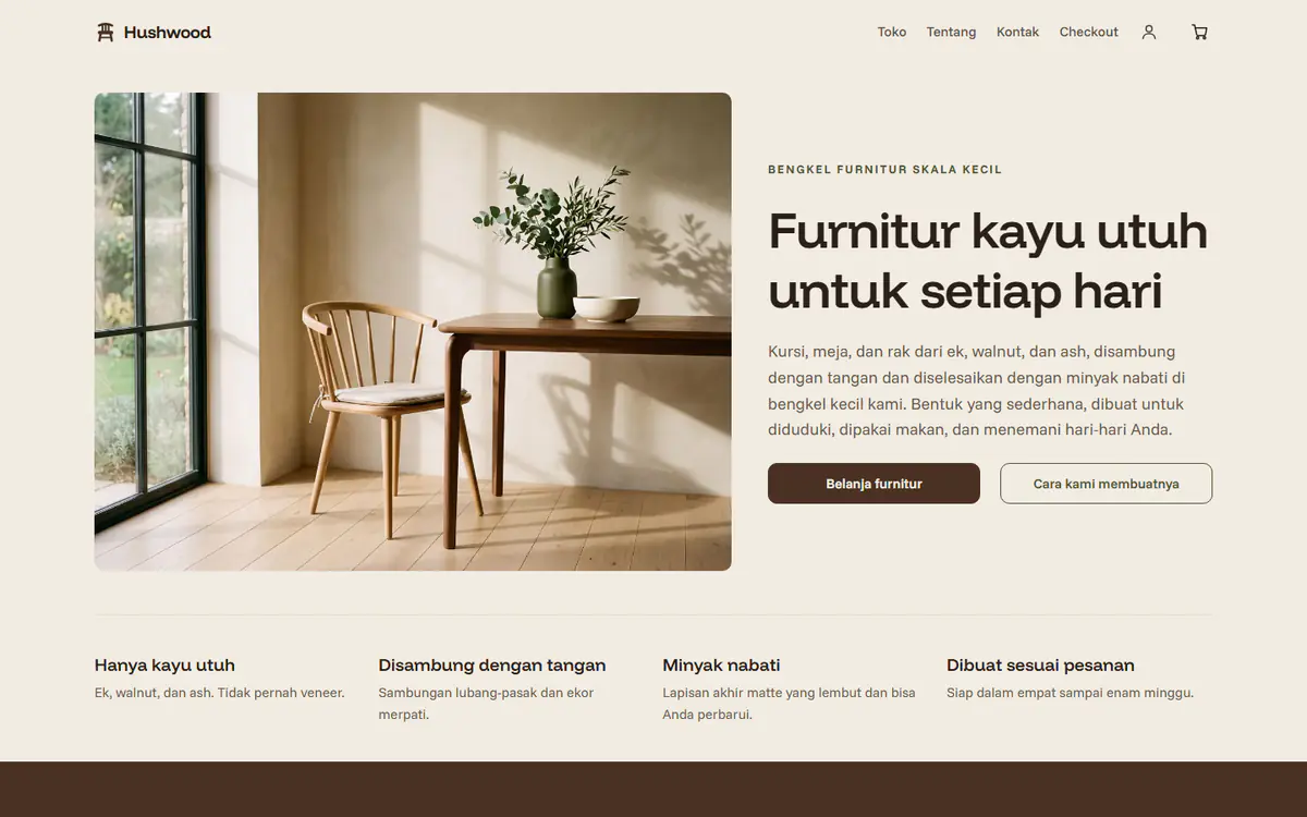 Templat toko furnitur, di komputer