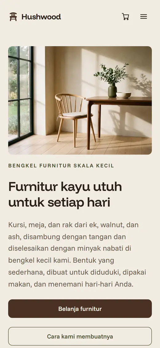 Templat toko furnitur, di ponsel