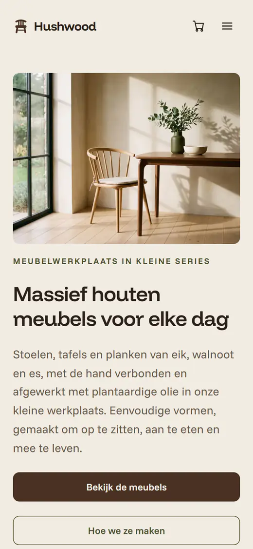 Sjabloon voor een meubelwinkel, op een telefoon