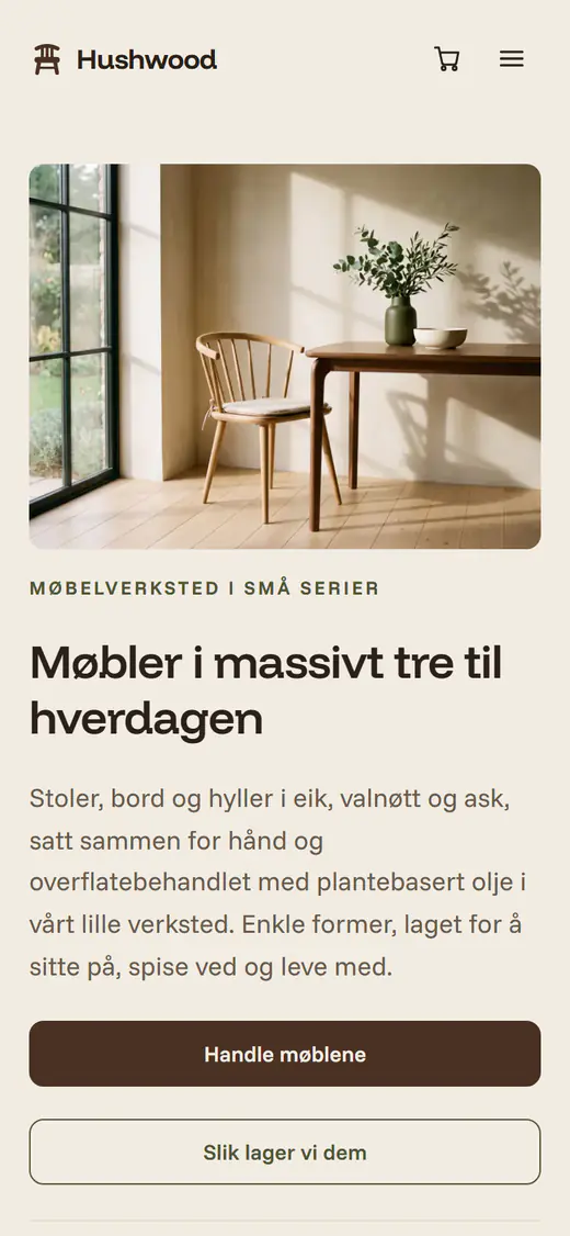 Mal for møbelbutikk, på telefon