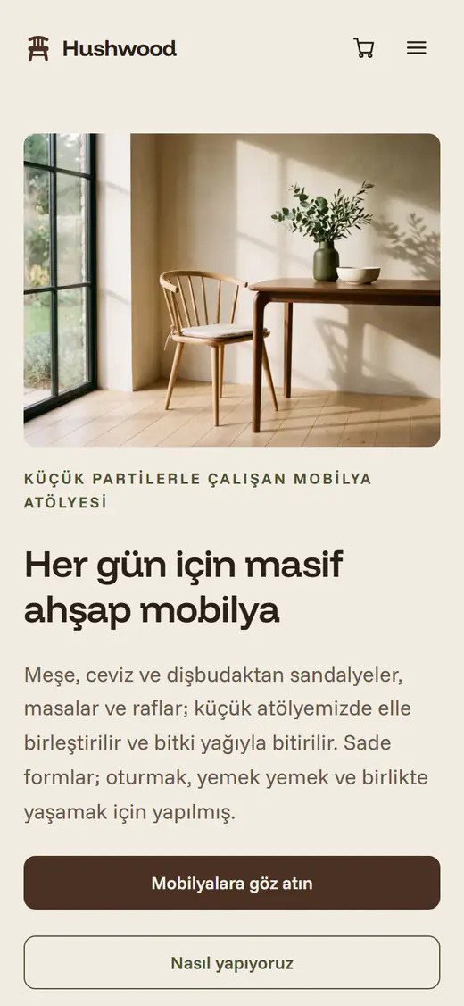Mobilya mağazası şablonu, telefonda