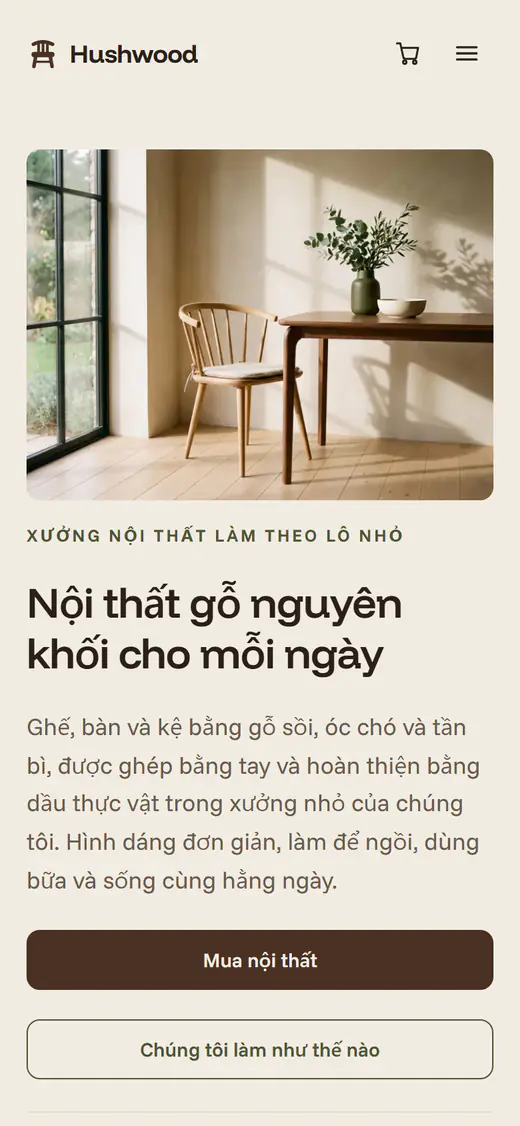 Mẫu cửa hàng nội thất, trên điện thoại