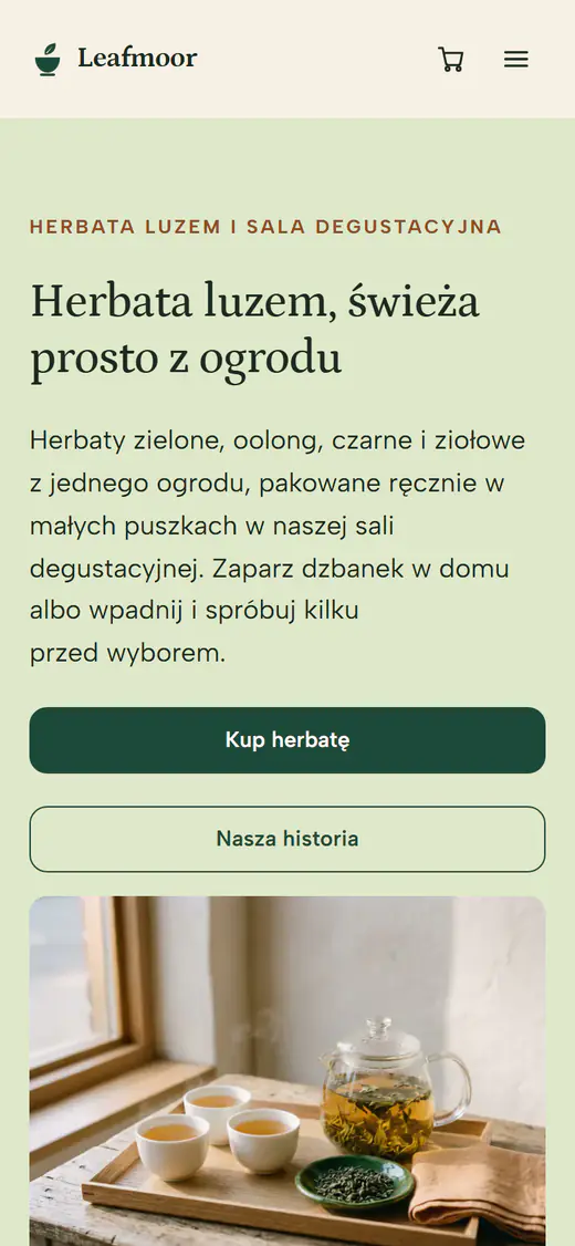 Szablon sklepu z herbatą na telefonie