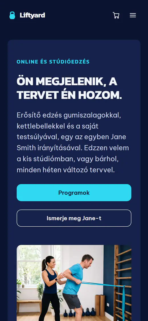 Fitneszedző webhelysablon telefonon