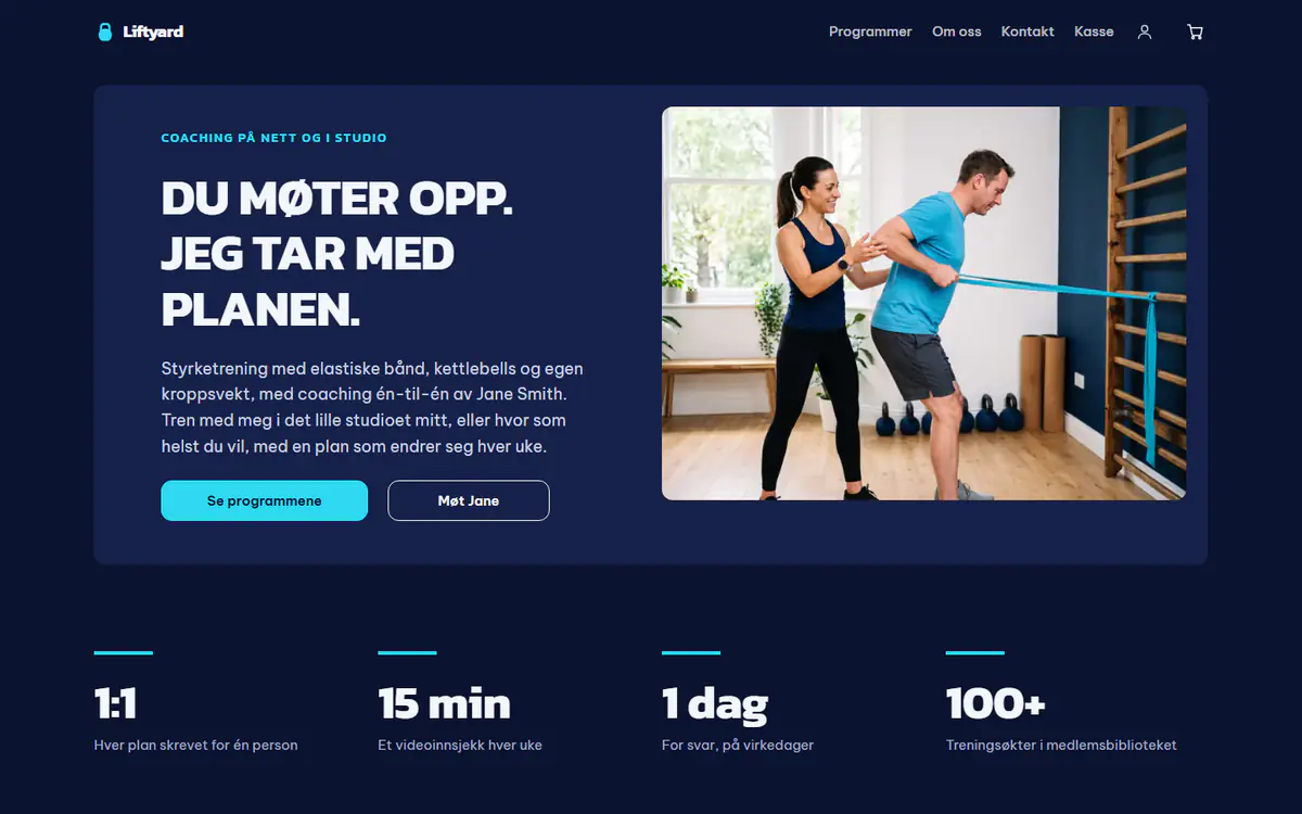 Nettstedsmal for treningscoach, på datamaskin