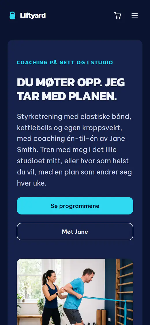 Nettstedsmal for treningscoach, på telefon