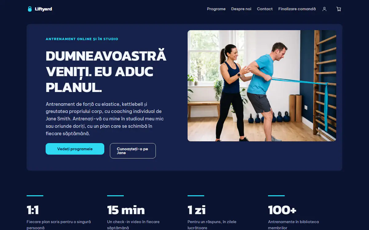 Șablon de site pentru antrenor fitness, pe calculator