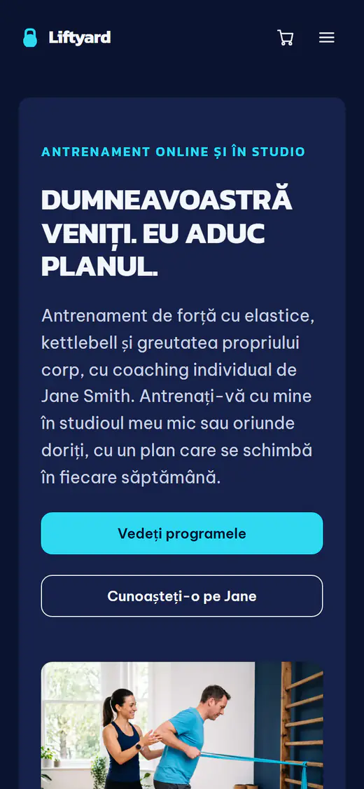 Șablon de site pentru antrenor fitness, pe telefon